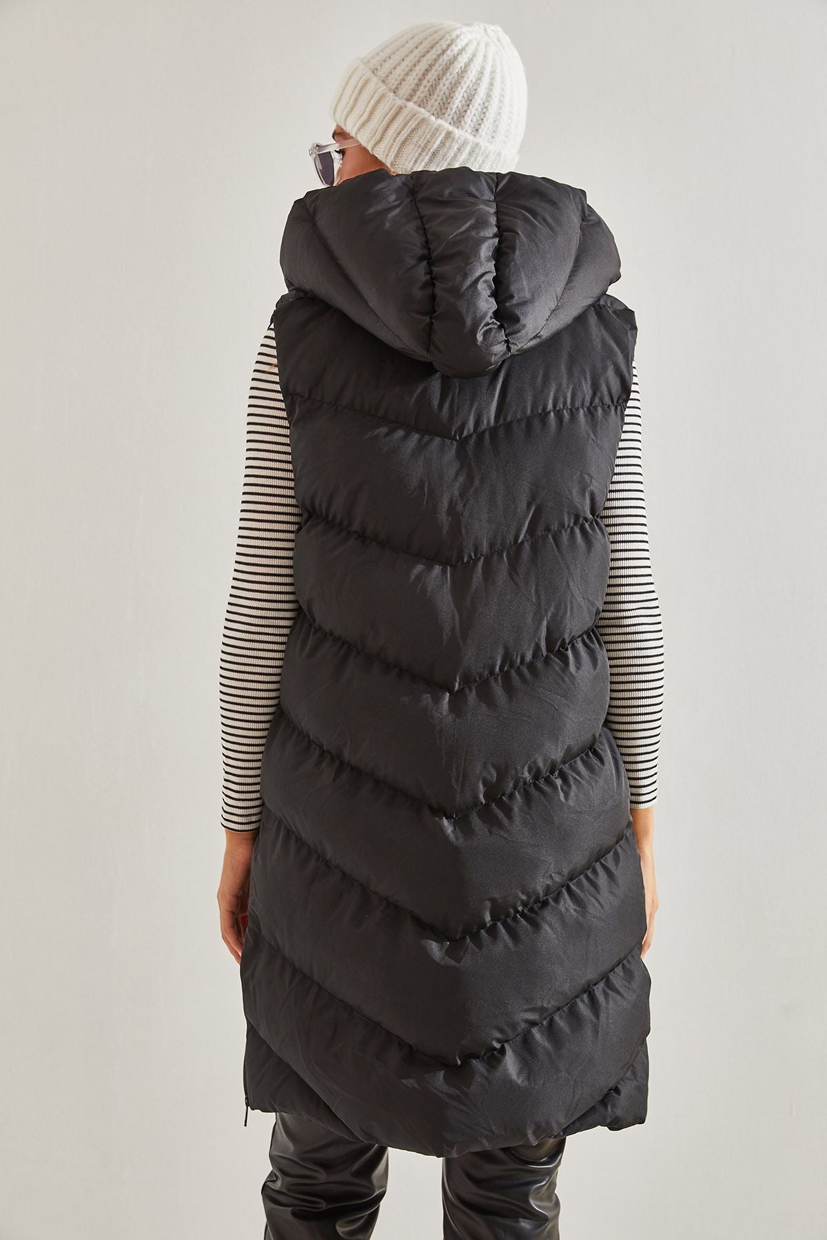 Women's sides Zippered Long Swelling Vest