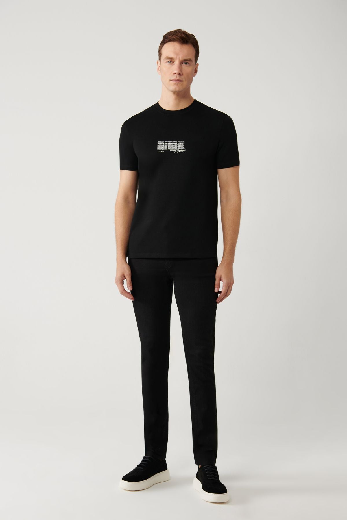 Men's black bike collar printed Interlok T-shirt A41y1013