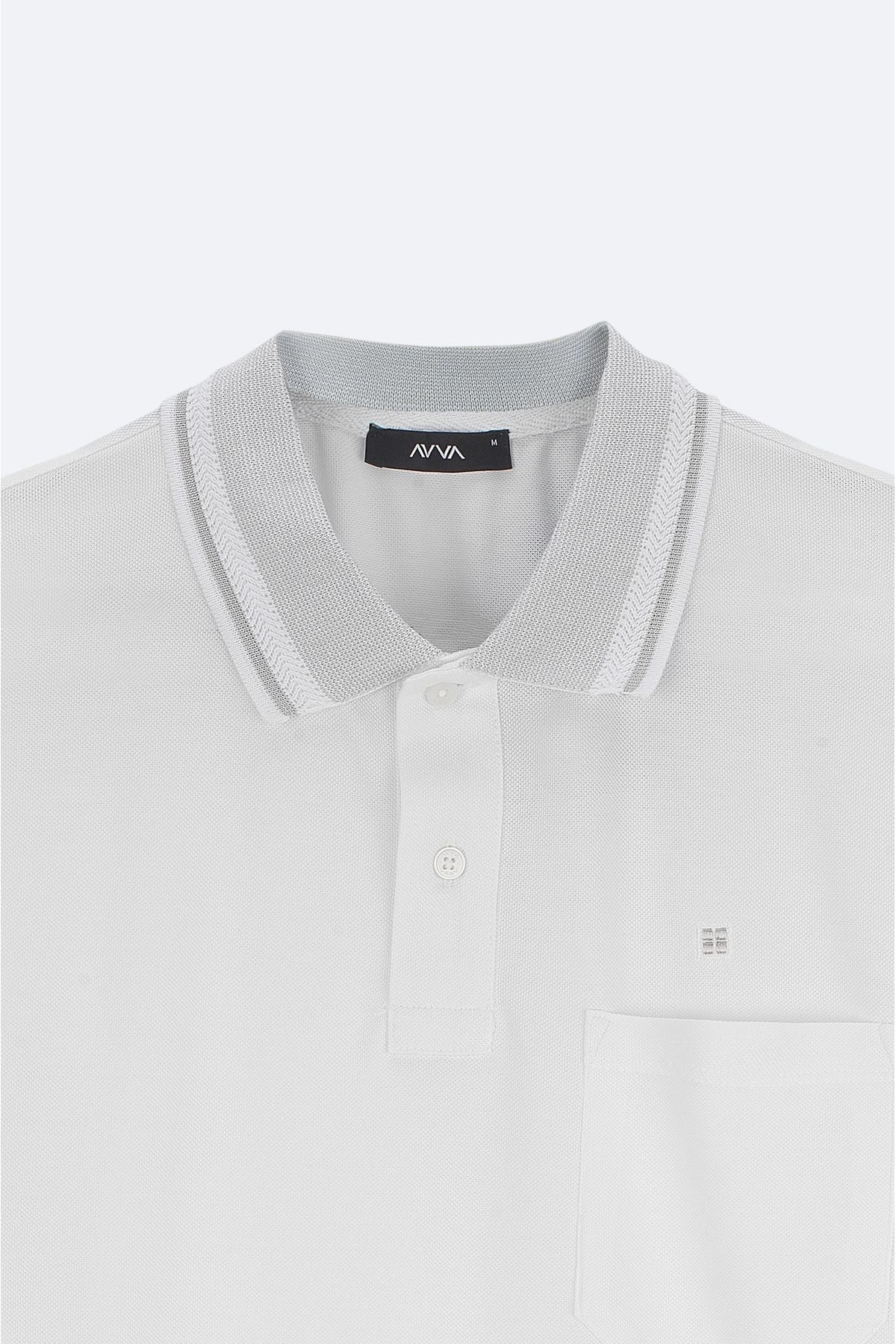 Men's white curved collar with 2 button polo collar t-shirt E001031