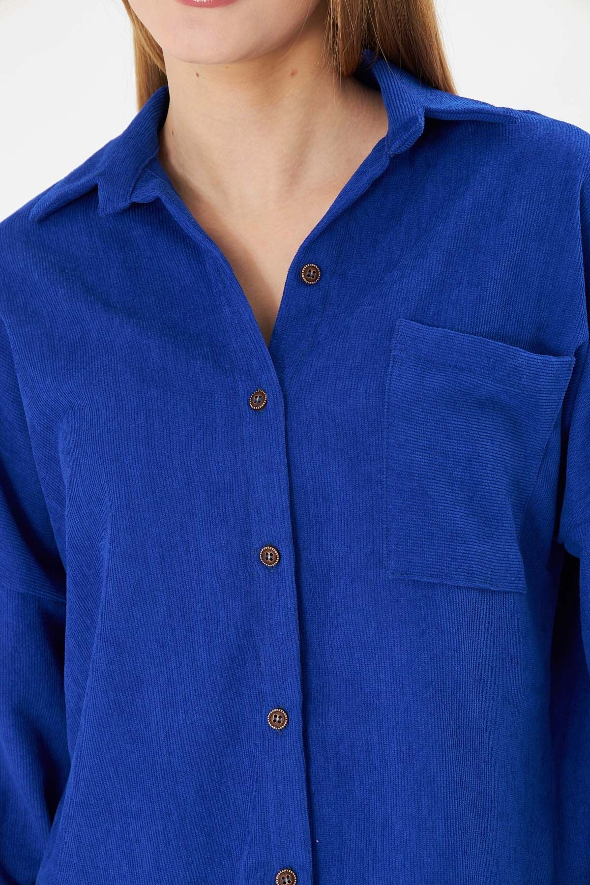 Female Saks Pocket Oversizle Fine Velve Velvet Shirt ARM-24K001076