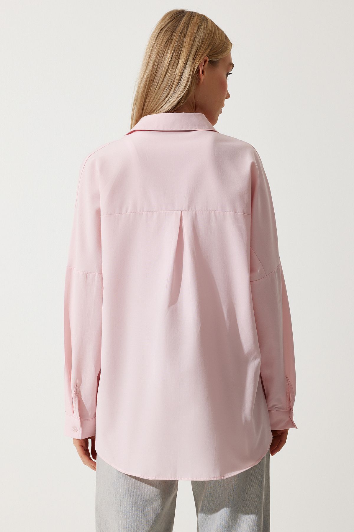 Woman herpes pink overlooking long basic shirt DD00842