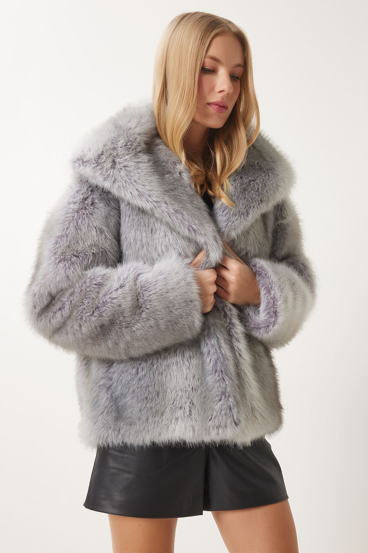 WOMEN GRAY GRAY ARTIA FUR JACKET FN03430