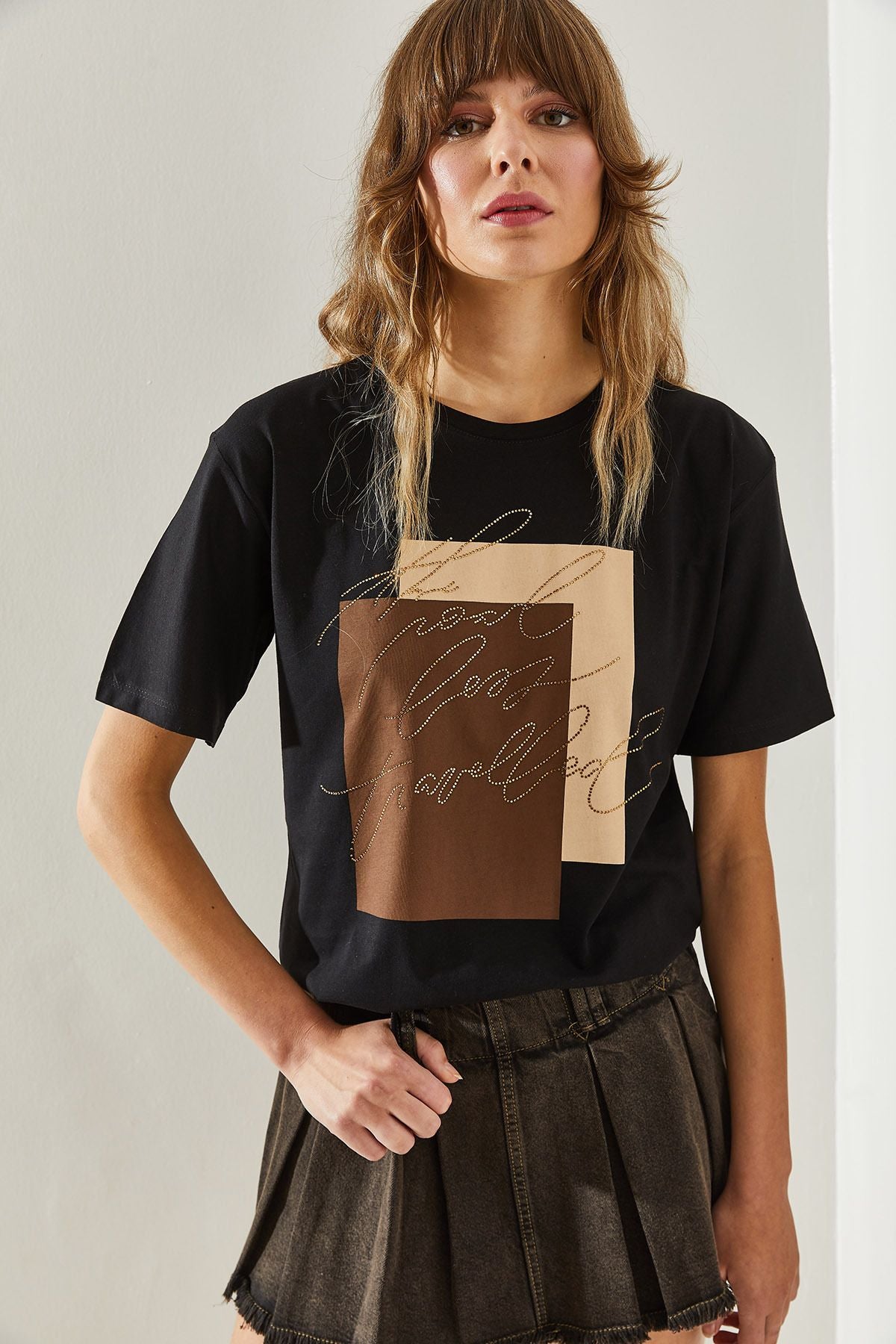 Female Bicycle collar short sleeve stamp detailed T-shirt 60251363