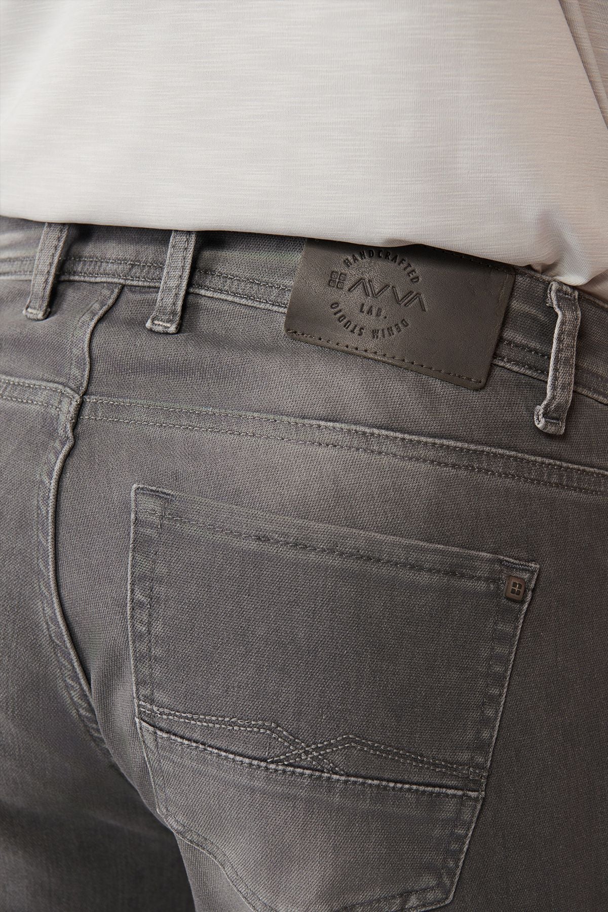 Men's Gray Obedness Washing Flexible Jean Pants A41y3514