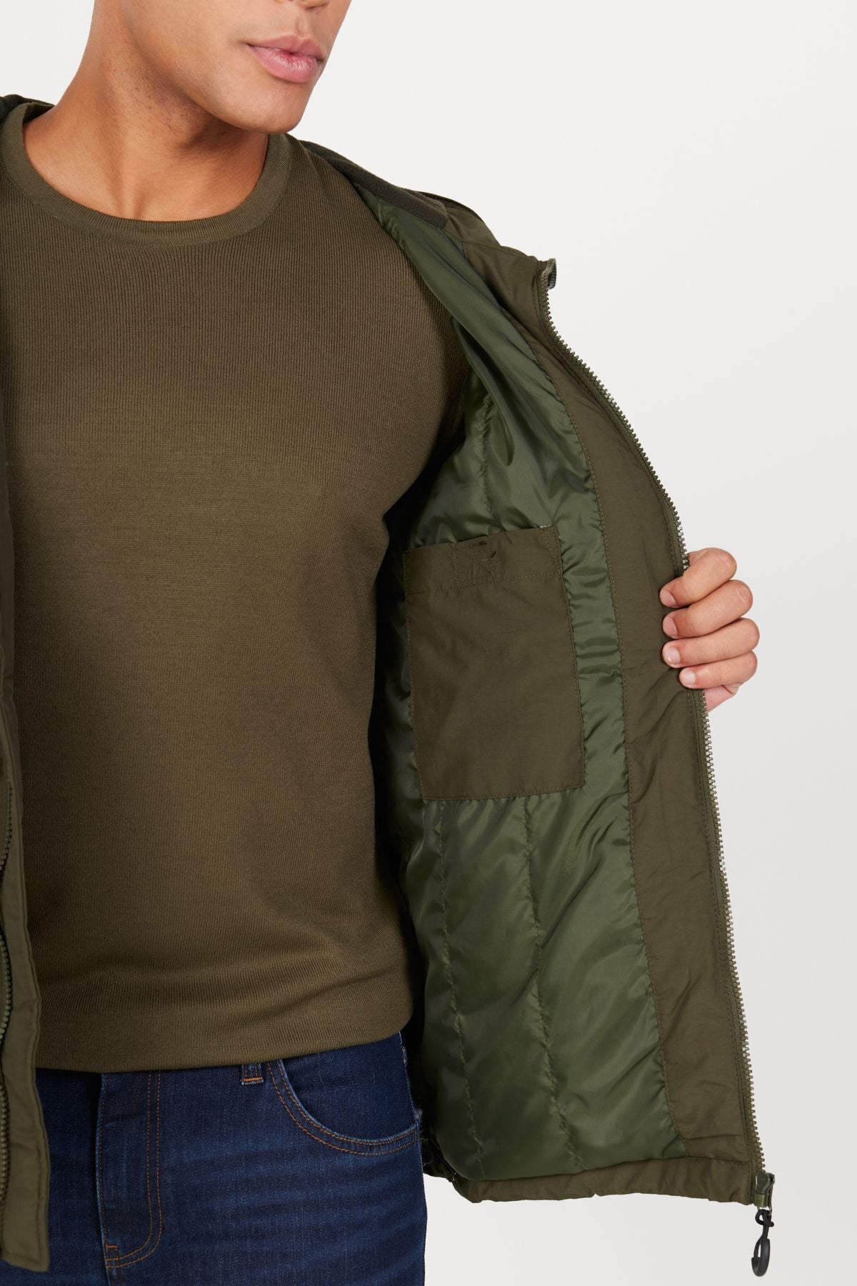 Men's Khaki Standard Fit Normal Normal Cut Hooded Side Pocket Coat