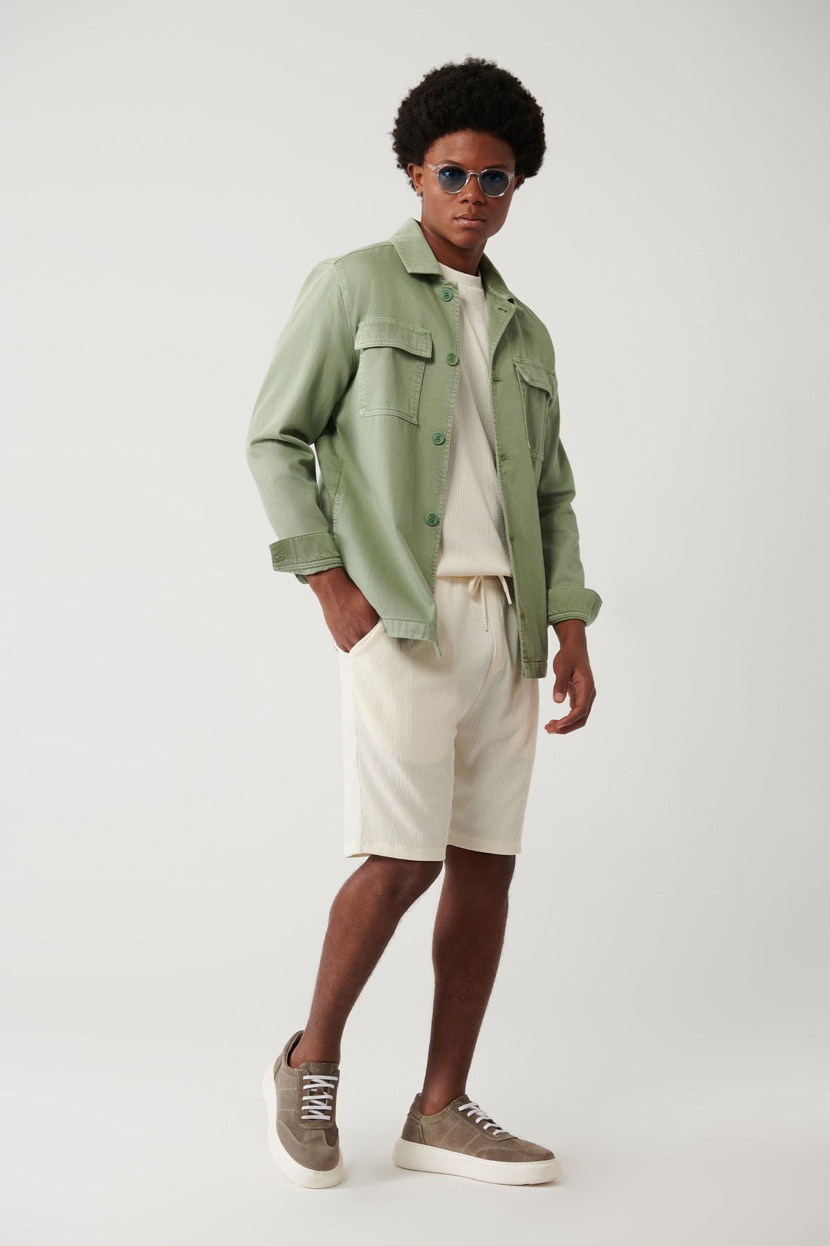 Men's Ecru Side Pocket Ribbed Short A41y3639