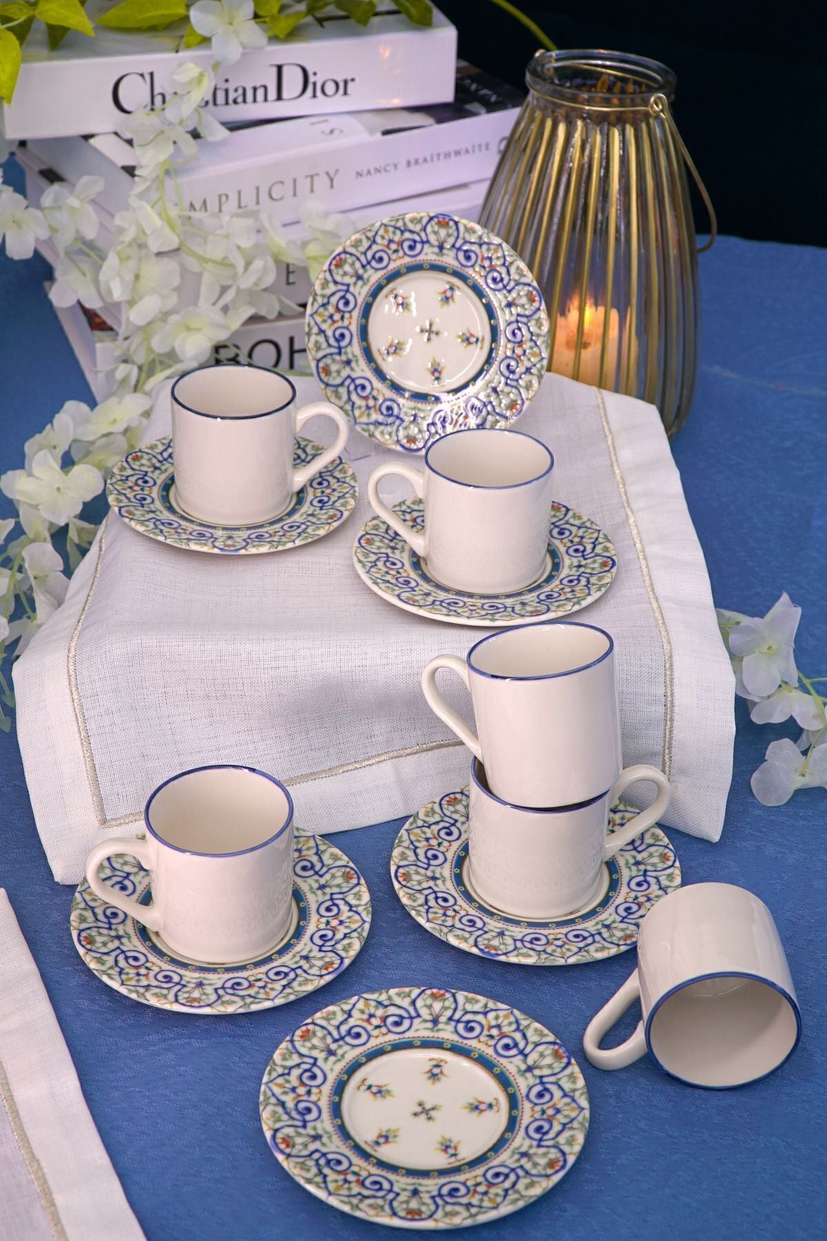 12 Piece with Palace Porcelain Coffee Cup Set for 6 people