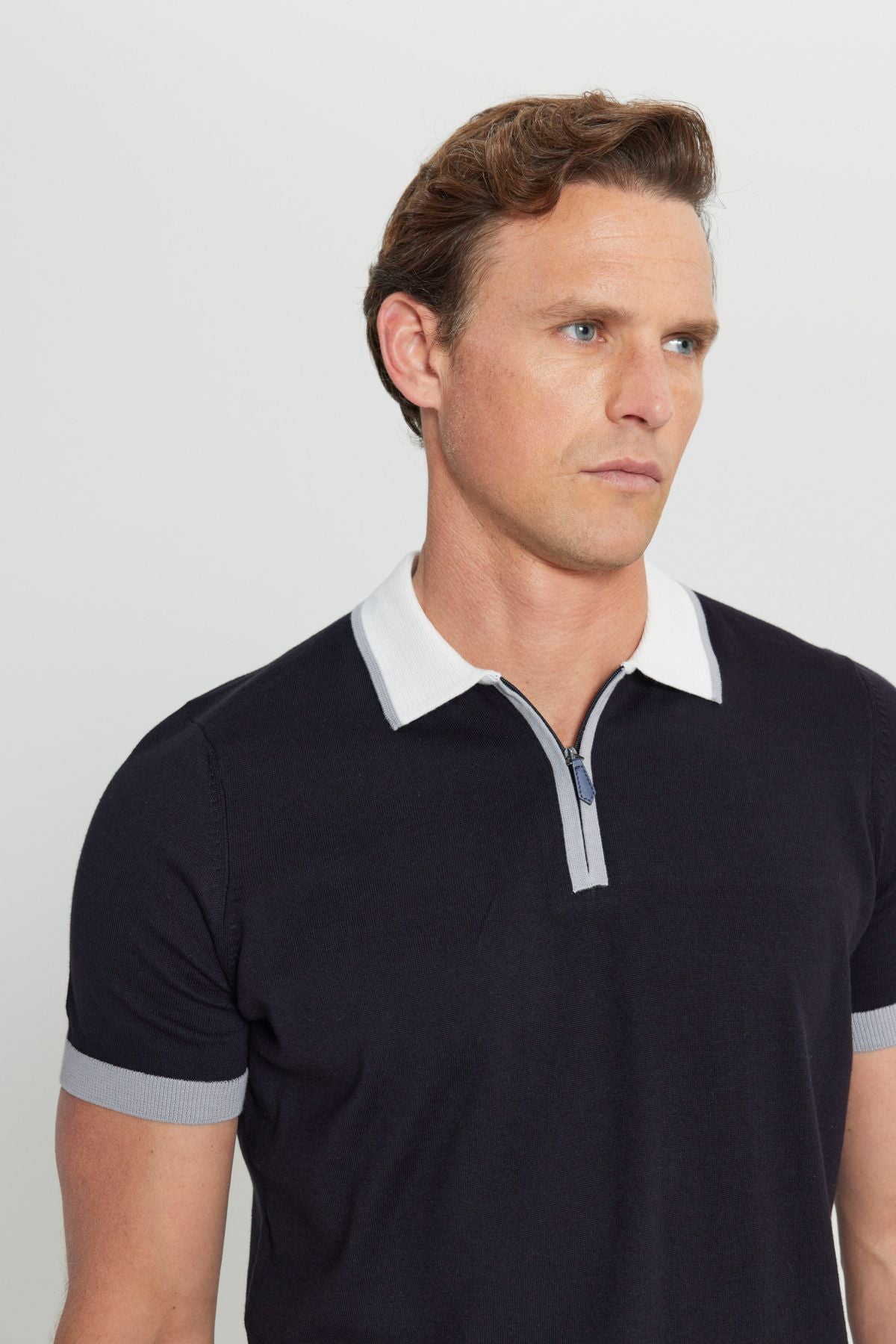 Men's Black 100 %Cotton Standard Fit Normal Cut Polico T -shirt