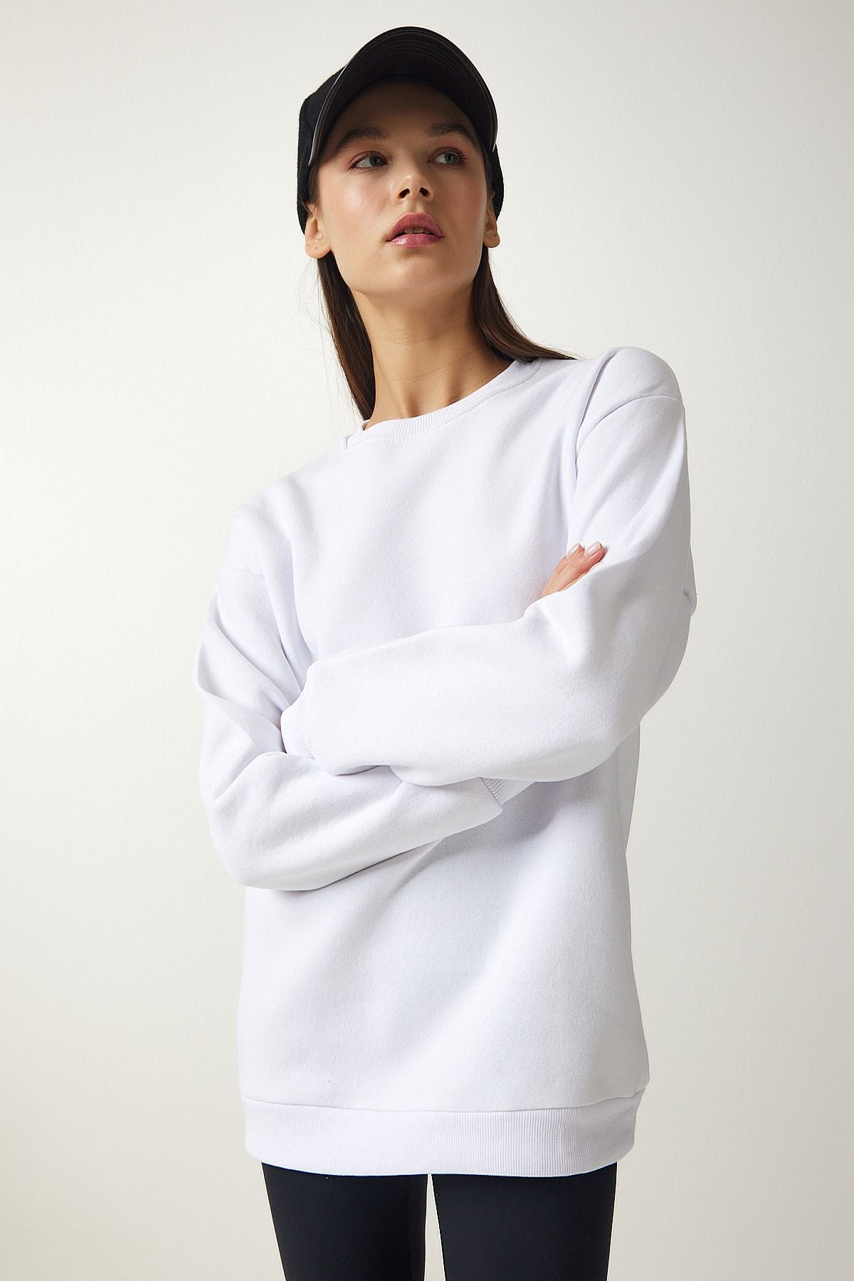 WOMEN WHITE BASIC SWEATSHIRT OW00001