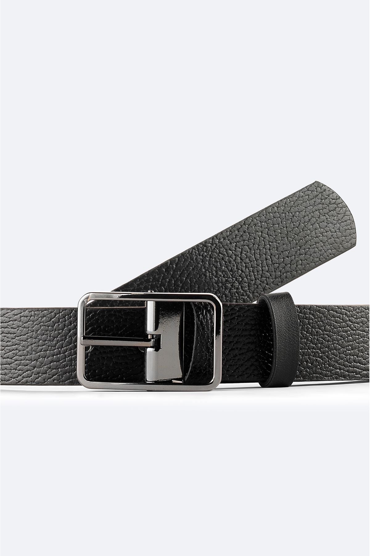 Men's black double -sided leather belt A42y9310