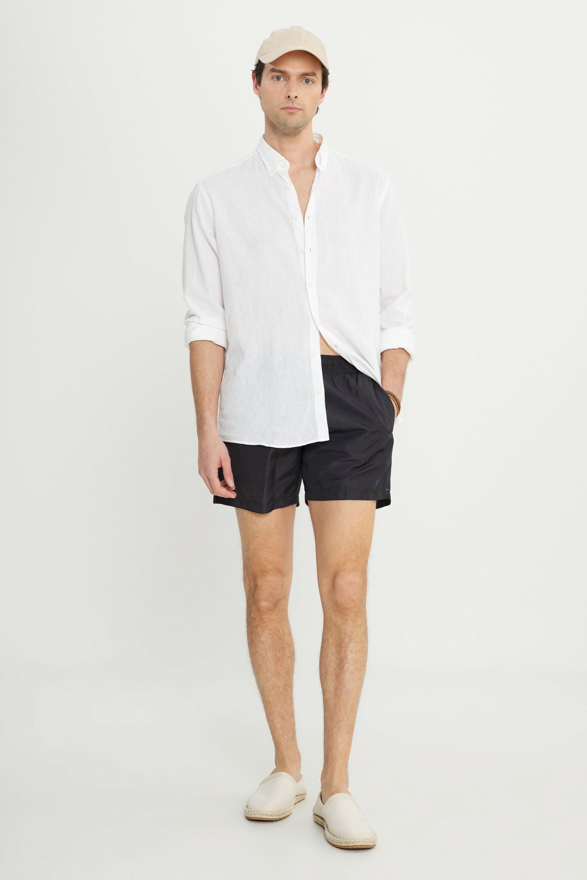 Men's Black Standard Fit Normal Cutting Fast Edge Side Patterned Sea Short Ma from Swimce