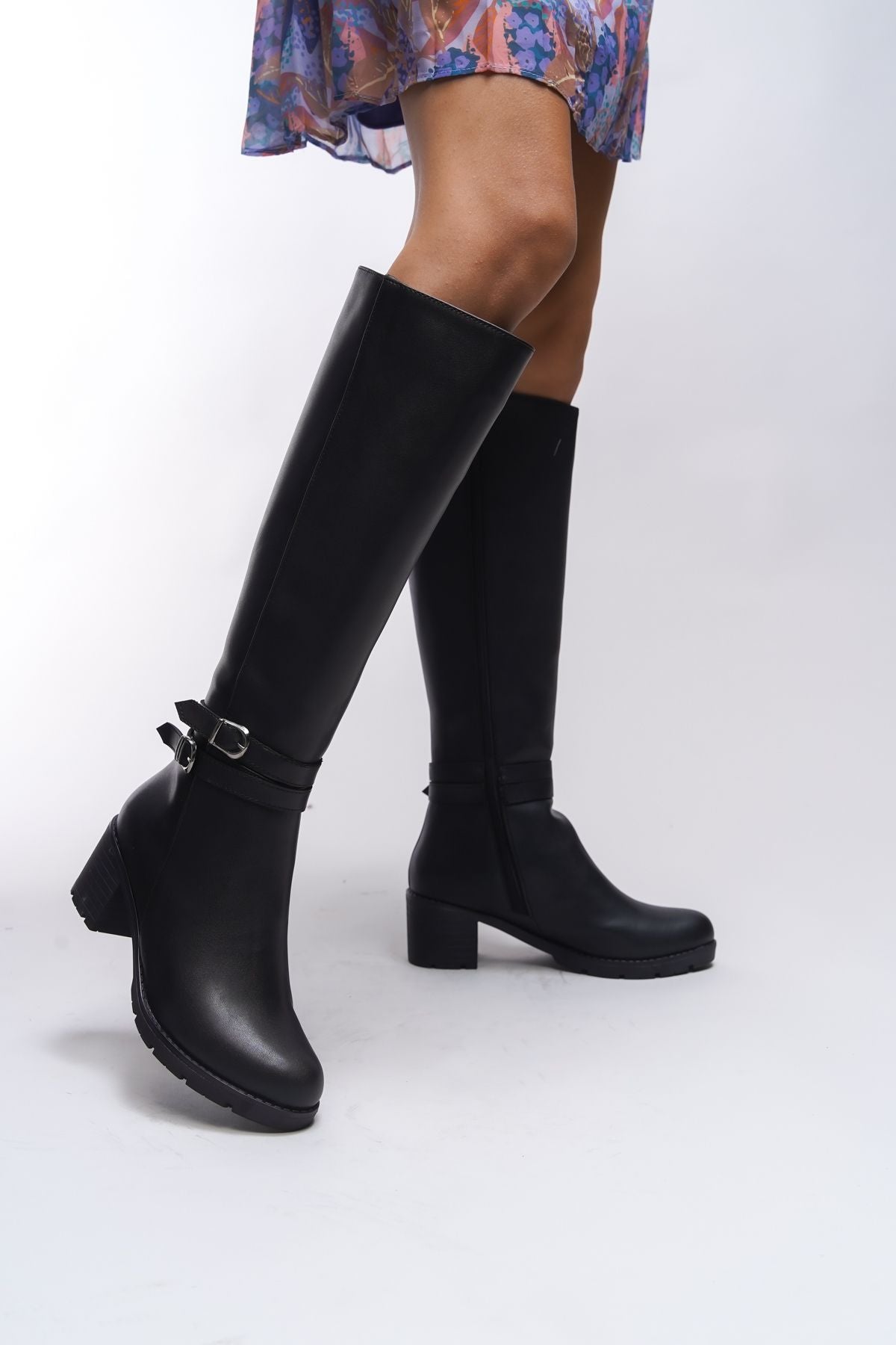 Zauhilde Female buckle detailed heeled drawing 0012746 black skin