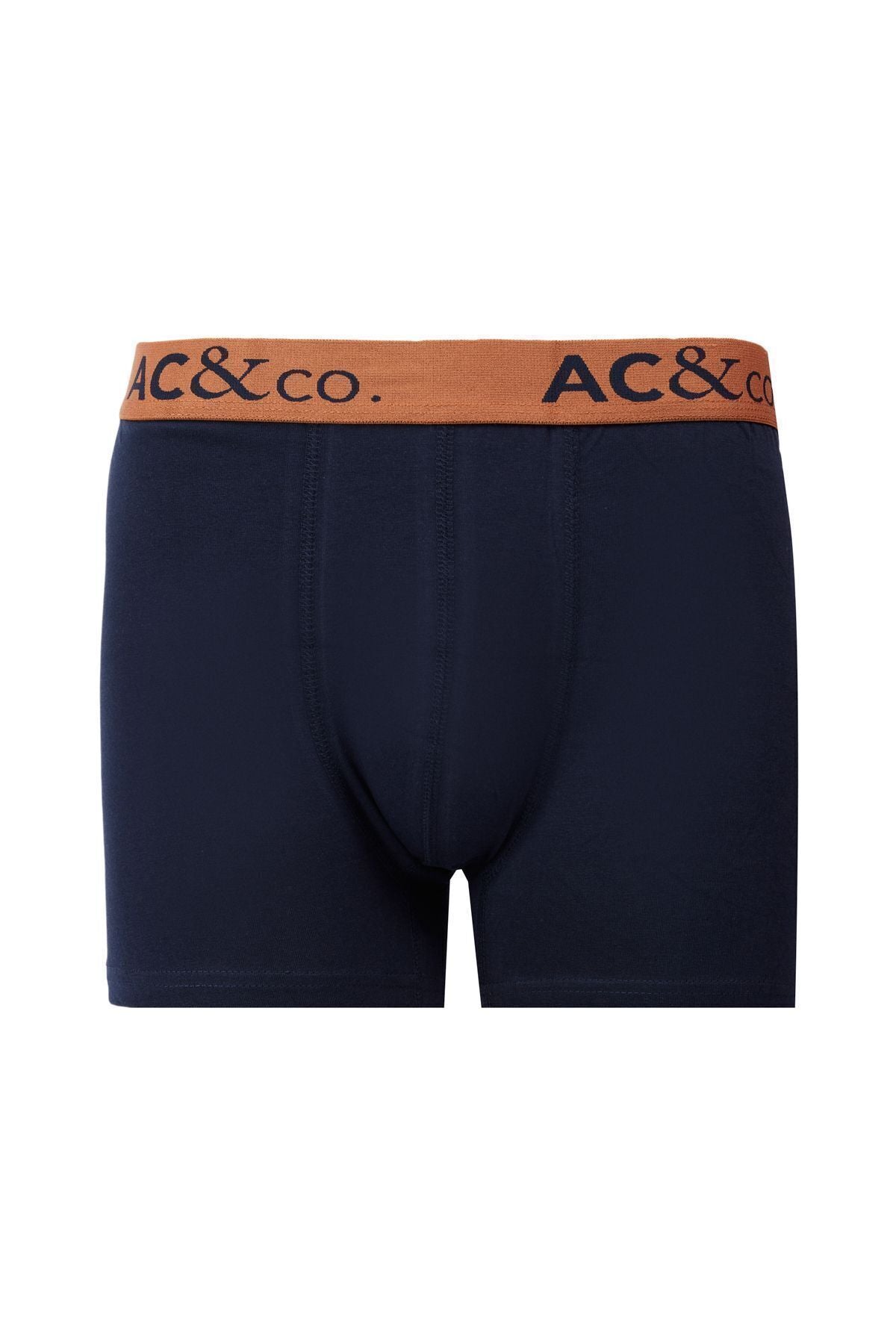 Men's navy blue-brown cotton flexible pattern 3-boxer package