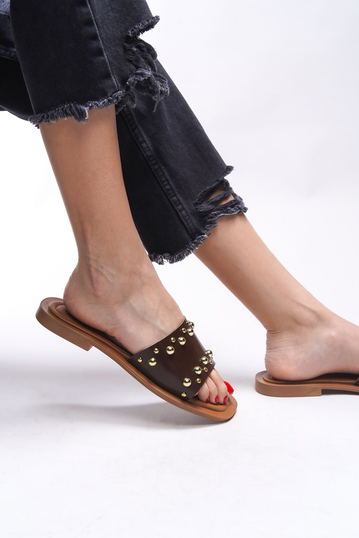 Liblaema Woman Genuine Leather Slippers 00120766 Brown