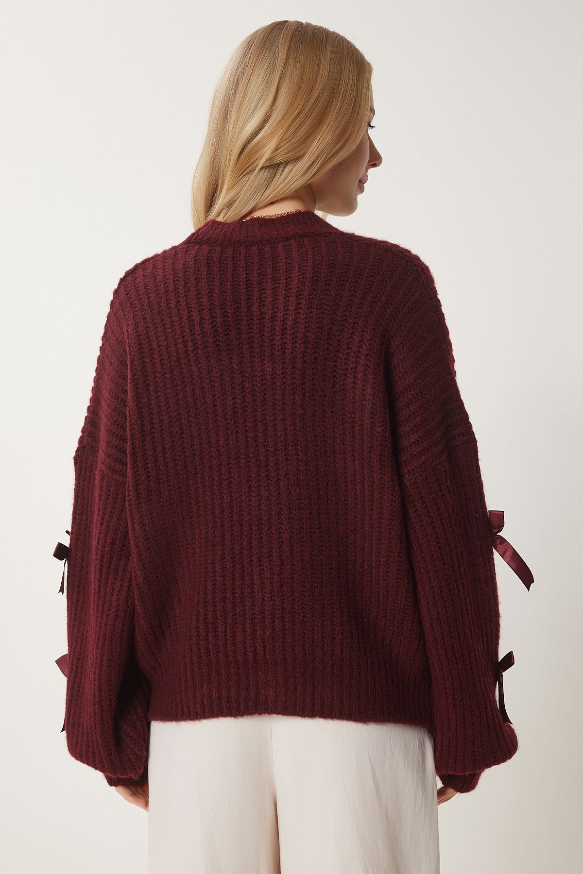 Women's Bordeaux Bow Triko Cardigan PF00095