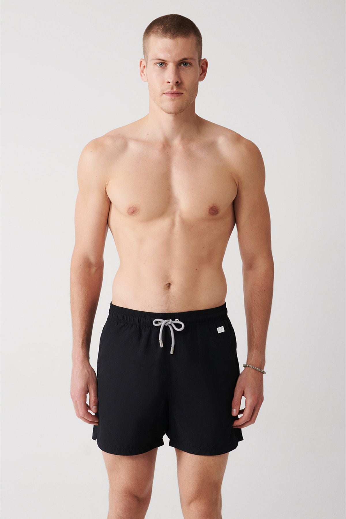 Men's Black Fast Drying Standard Length Flat Special Transport Bag Swimsuit Sea Short A31y3800