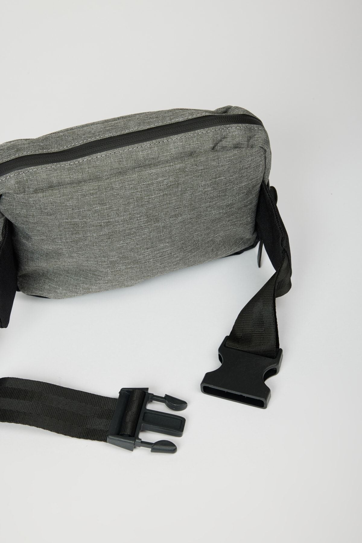 Men's Gray-Black Double Parts Zipper Low Bag