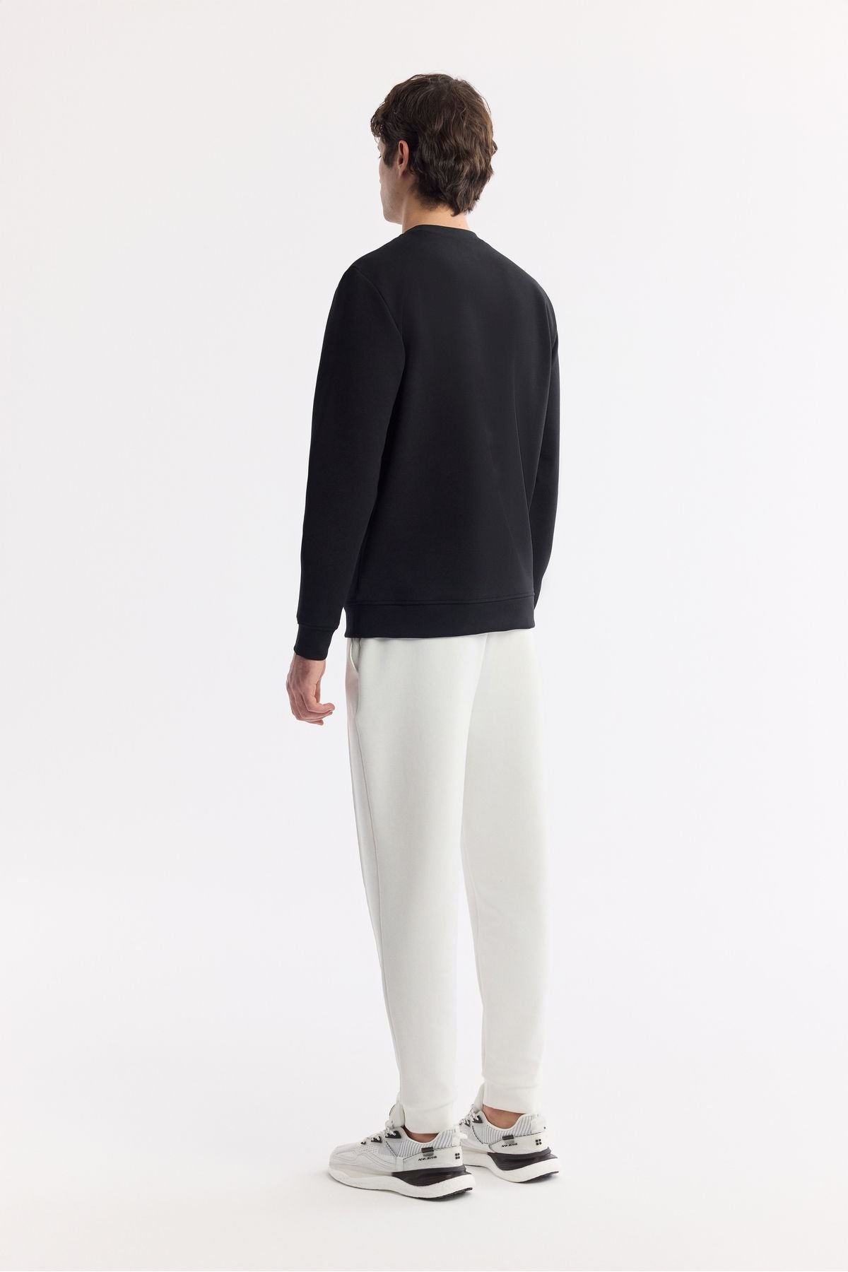Erkek Siyah Bisiklet Yaka Enjeksiyon Baskılı Gizli Fermuarlı İnterlok Sweatshirt A51Y1208