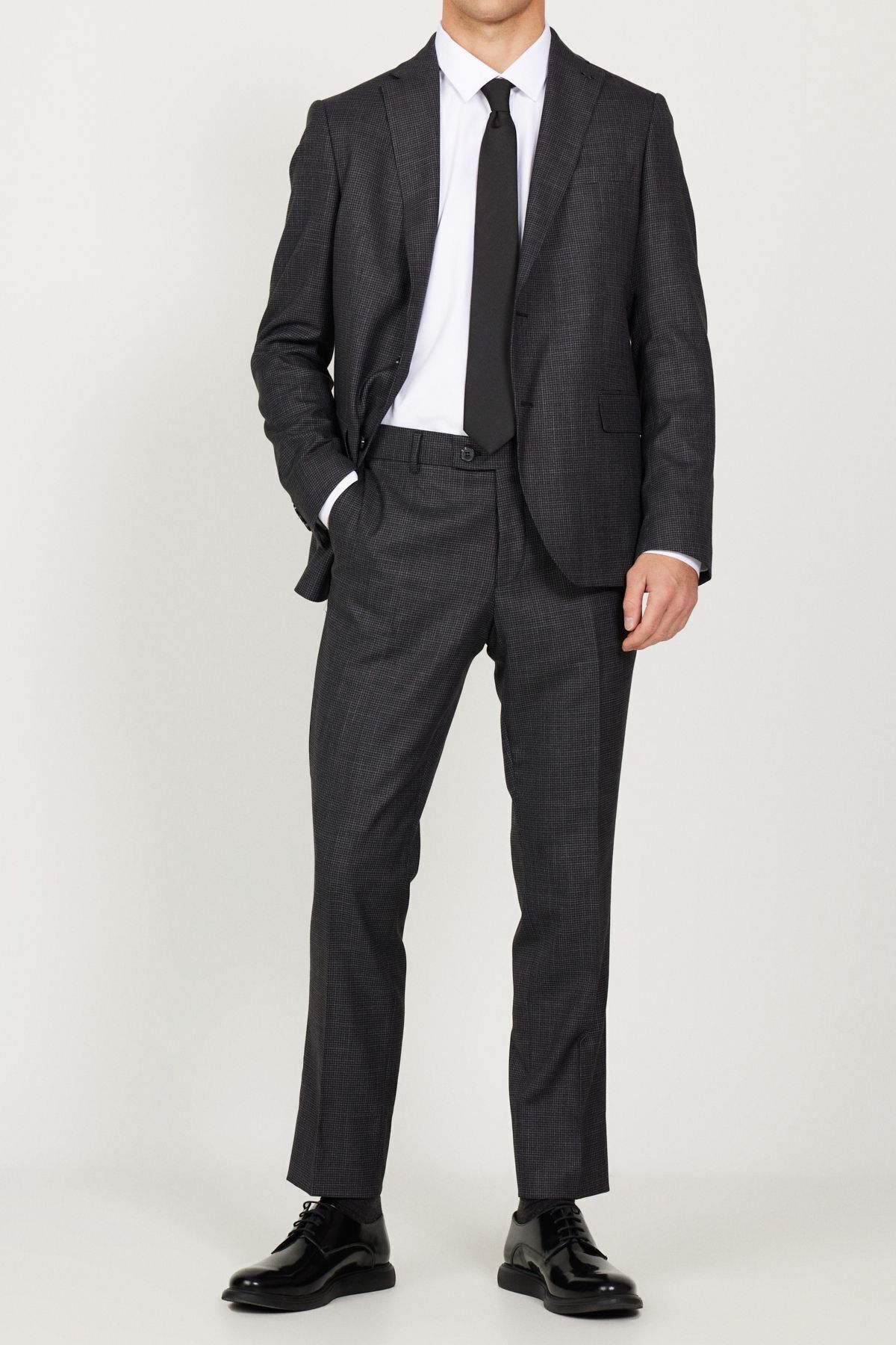 Men's anthracite slim fit narrow cut Mono collar Anecdote Blawal Pants Suit Suit