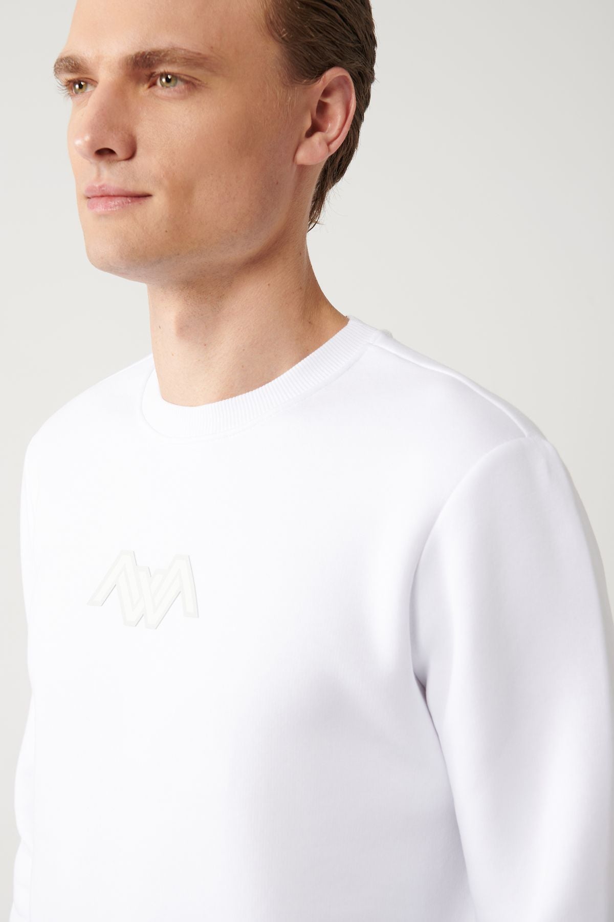 Men's White Bike Collar 3 -IP -Shadon Printed Sweatshirt A32y1273