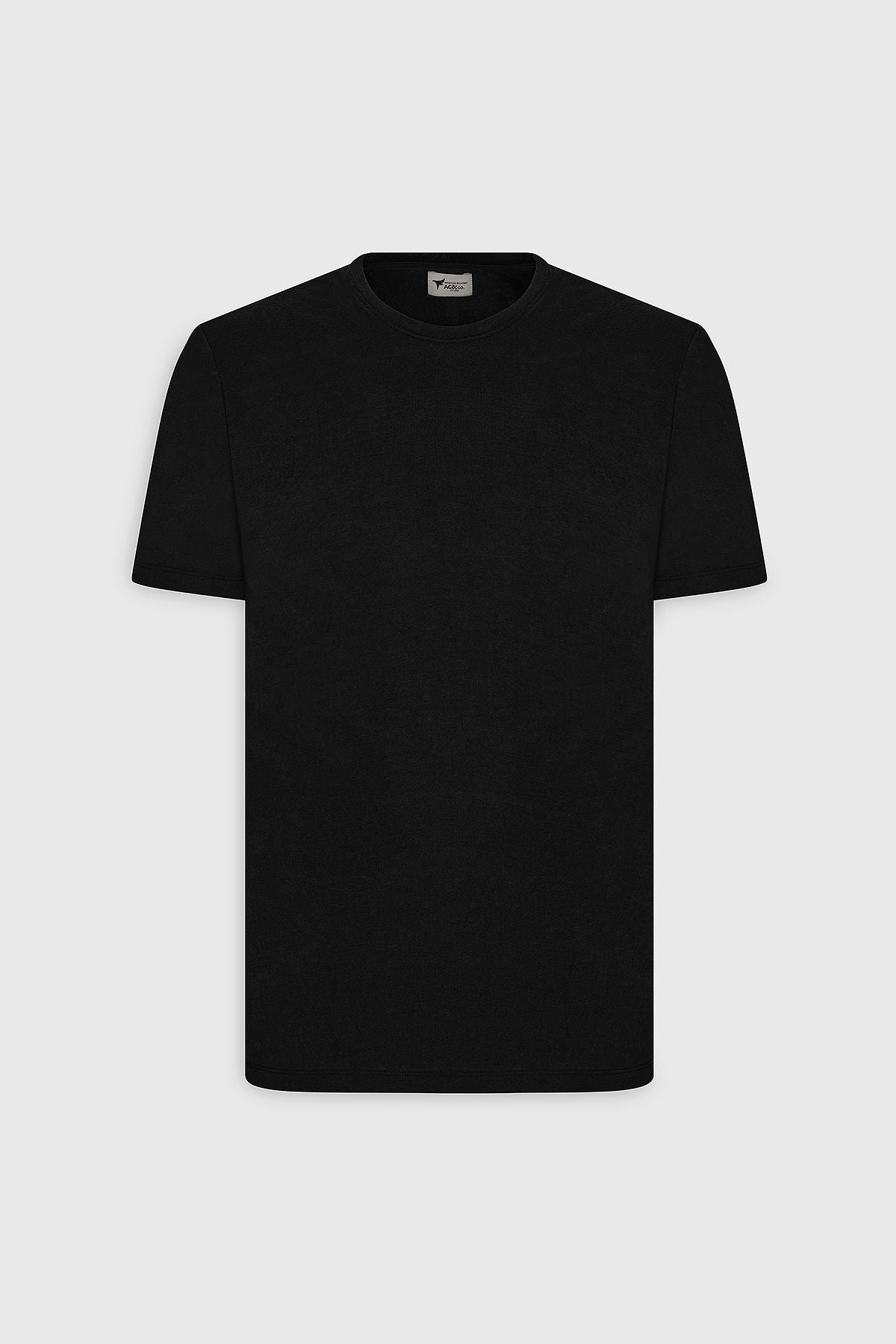 Men's black slim fit narrow -cut linen -looking bike collar t -shirt