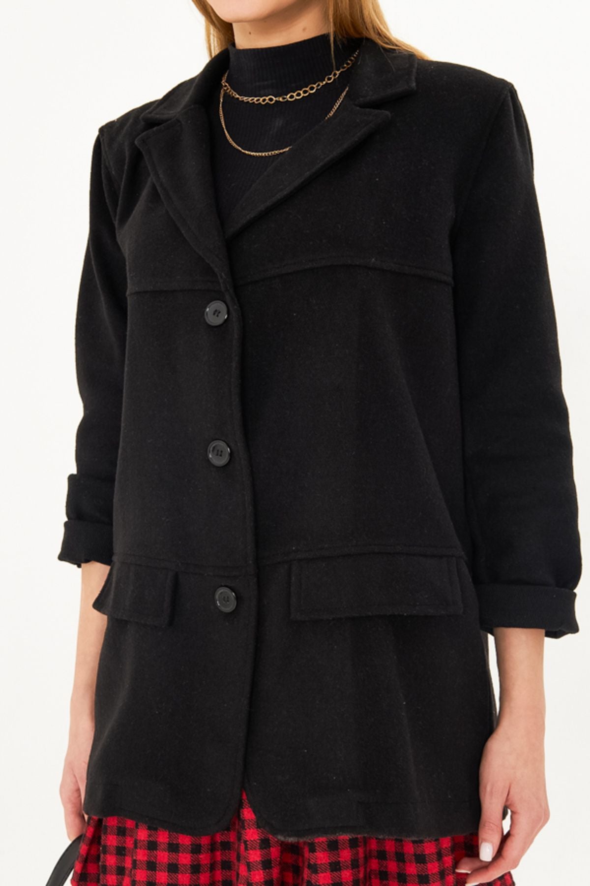 Female Black Men's Collar Cep Caple Oversize Stamp Jacket ARM-25K001107