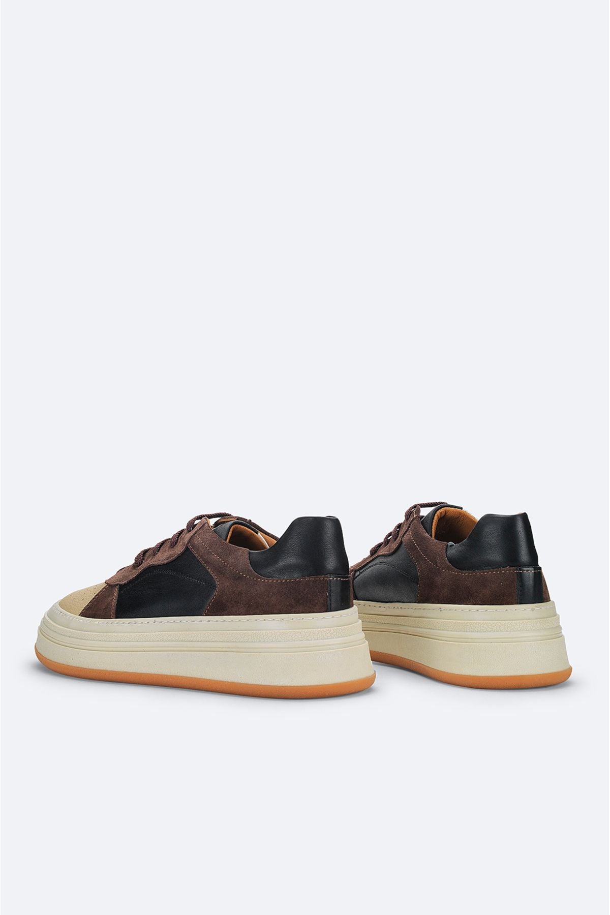 Men's brown leather detailed flexible floor casual shoes A32Y8020