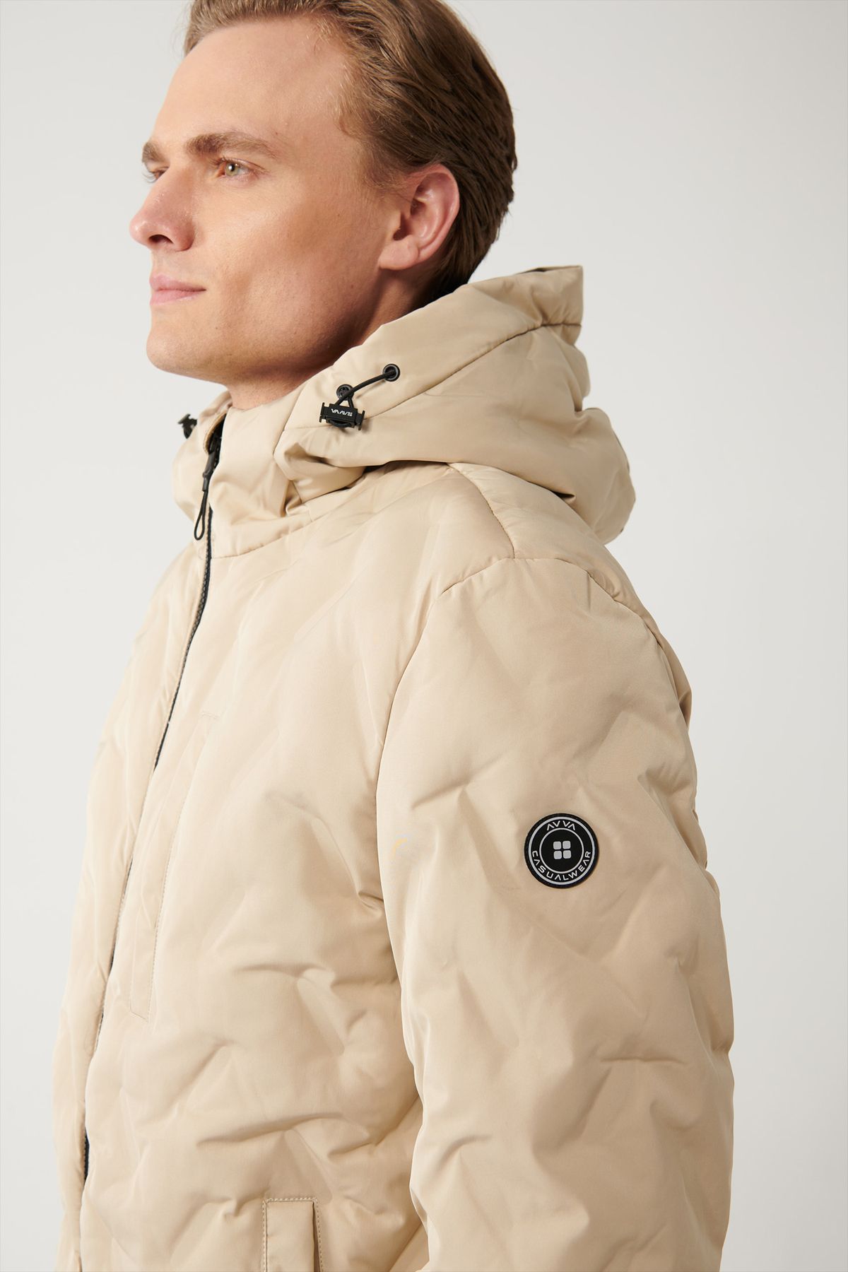 Men's Beige Hopedwater Water Driving Windproof Carrying Hanger Inflatable Mont A32Y6041