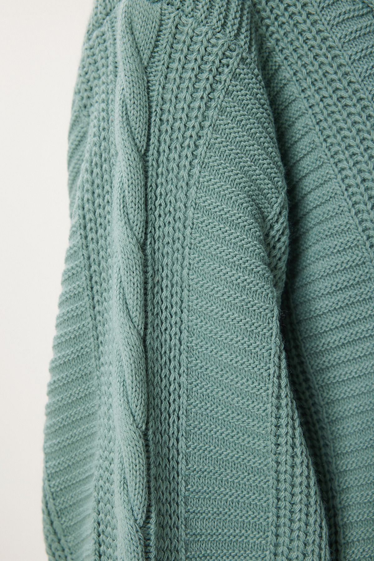 Women's Cagla Green Basked Balloon Sleeve shabby knitwear cardigan MX00176