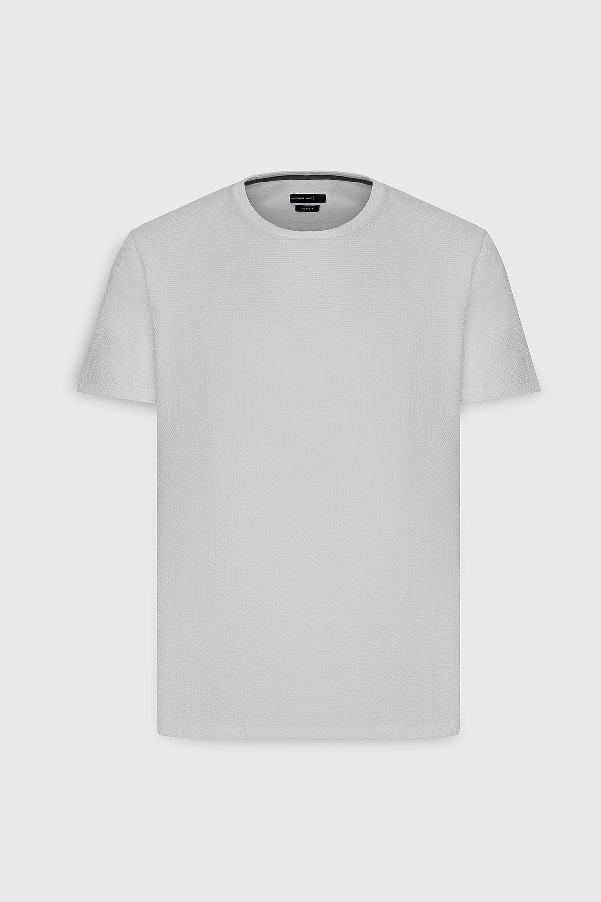 Men's white slim fit narrow cut modal bike collar soft button flexible basic t -shirt
