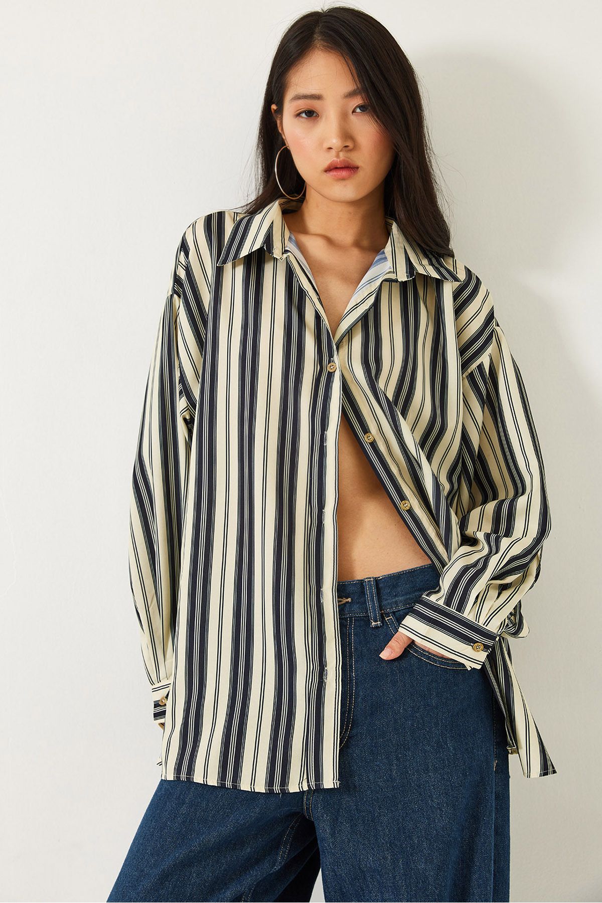 Female striped oversize shirt 1007 60261197