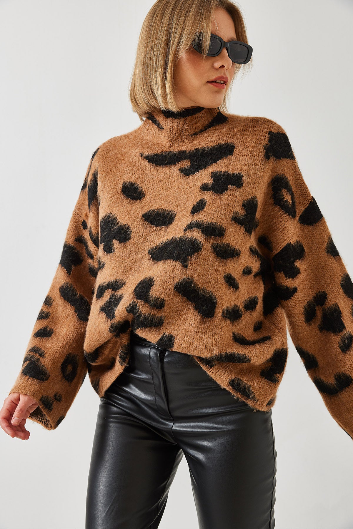 Women's Half Turtleneck Patterned Knitwear Sweater 241188 60261035