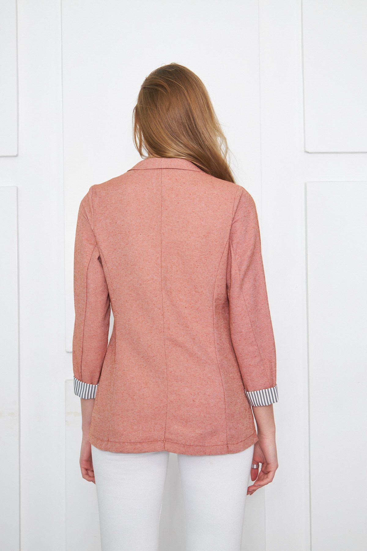 Female Tile Sleeper Striped Single button Jacket ARM-22K001122