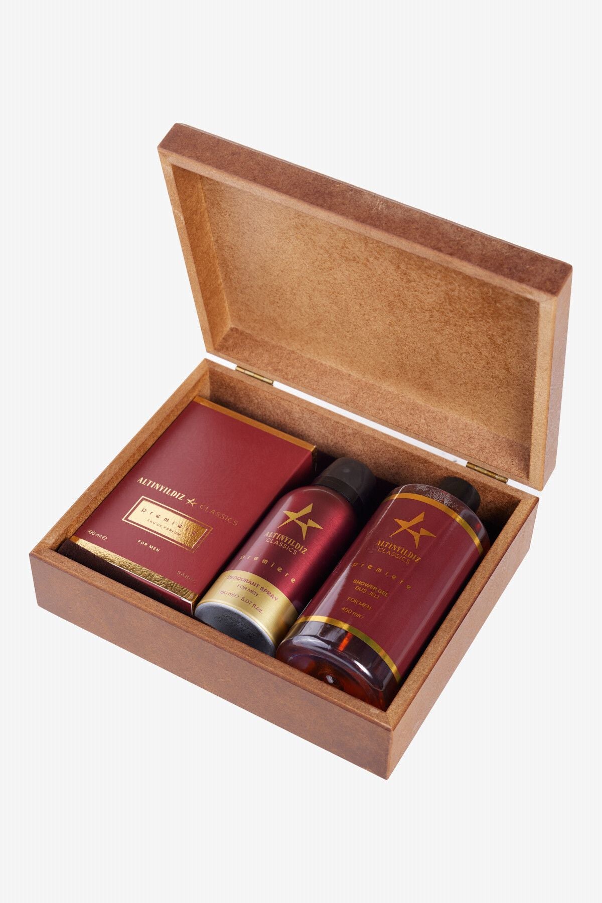 Men's Premiere EDP Perfume-Deodorant-Forest Gel Wooden Boxed Set (100 ml150 ml 400 ml) groom bundle
