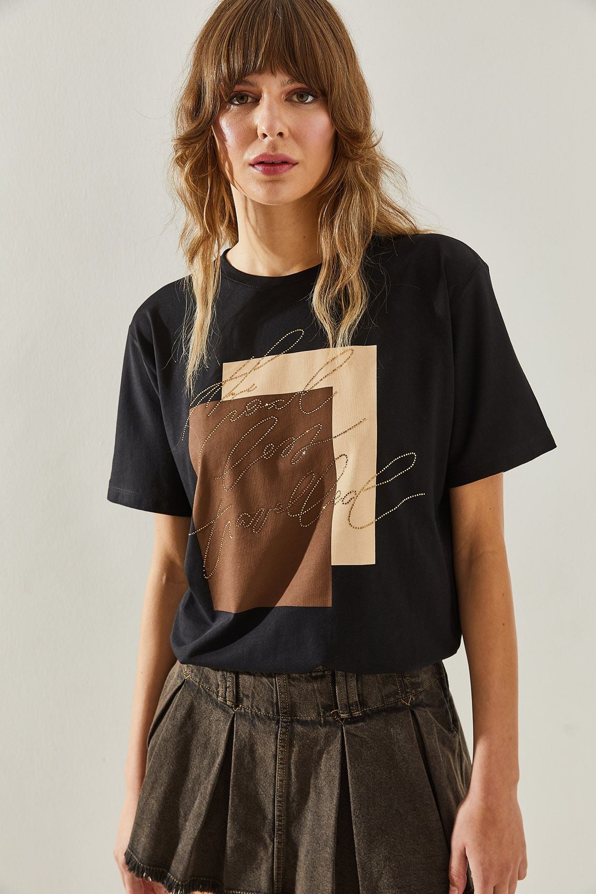 Female Bicycle collar short sleeve stamp detailed T-shirt 60251363