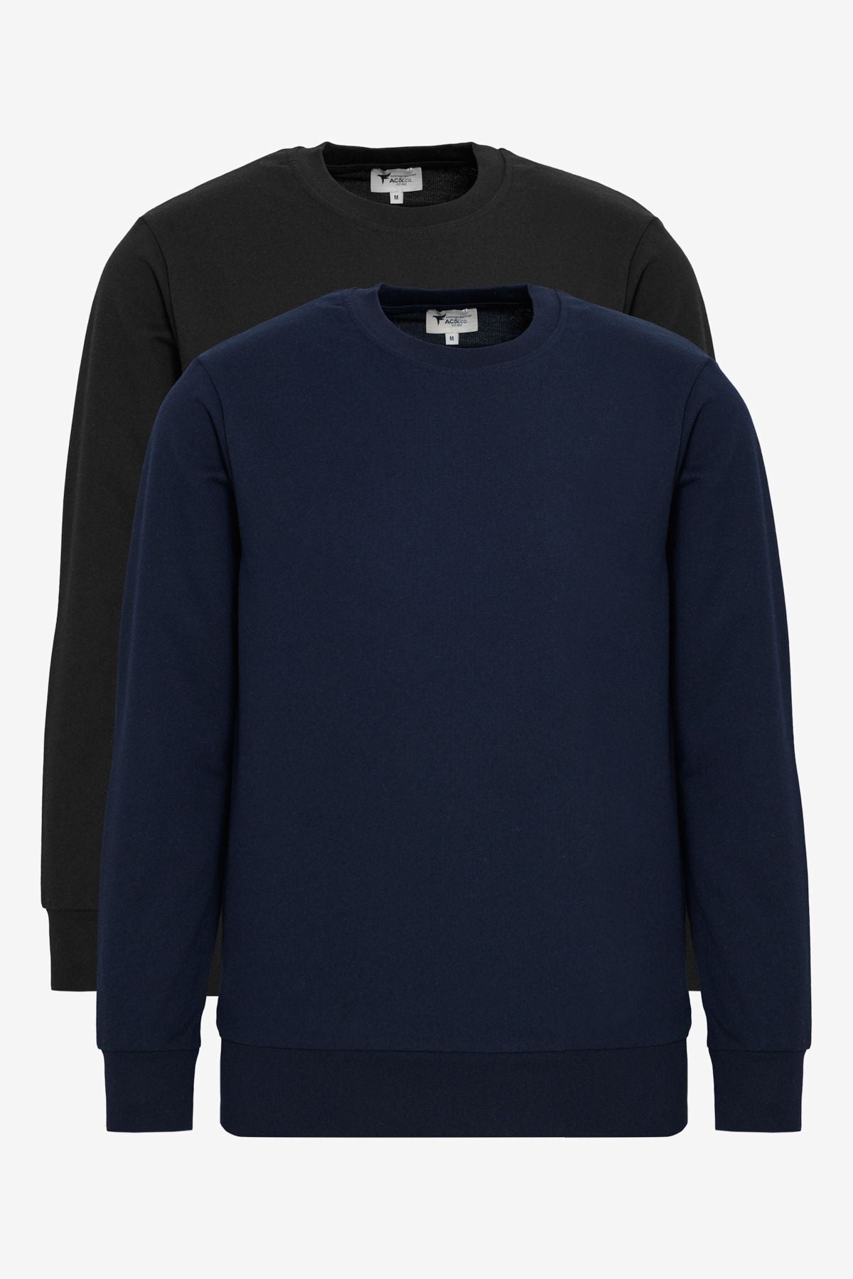 Men's Navy Blue-Black 2 Plot Cotton Standard Fit Normal Cut Bike Bike Sweatshirt