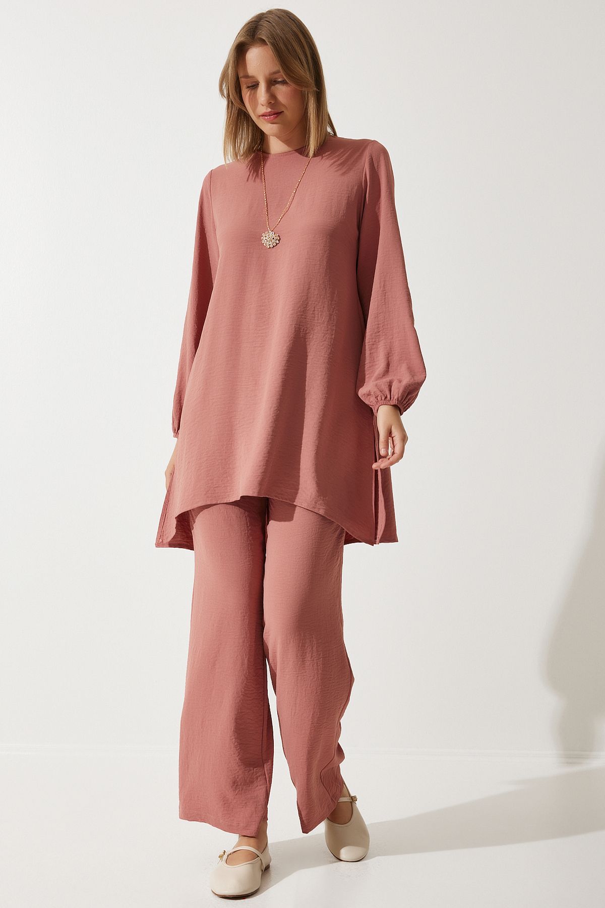 WOMEN'S ROSE DRIVER DRUG TUNIK PALAZZO Knitting Set to00133