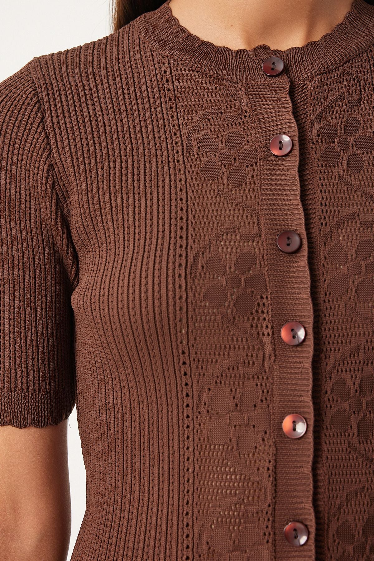 Women's Brown Offer Seasonal Triko Cardigan OW00044