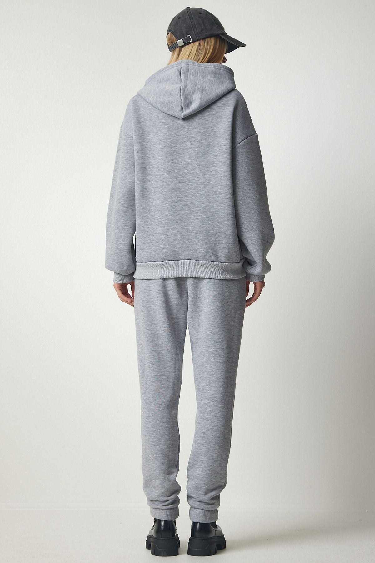 Female Gray Melanj Hooded Polar Tracksuit Set DD00762