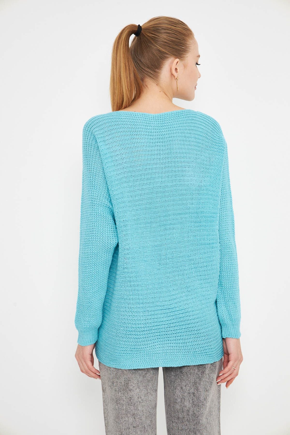 Women's turquoise Thessaloniki shabby knitwear sweater ARM-21K012010