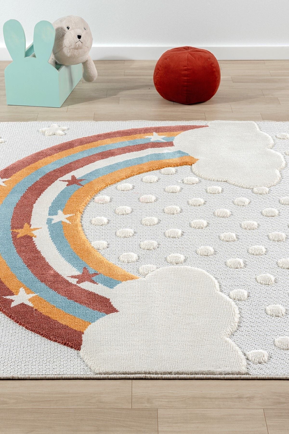 Washable Baby Children's Room Carpet Rainbow Patterned Stainless Antibacterial Antiallergic Ayaz 10