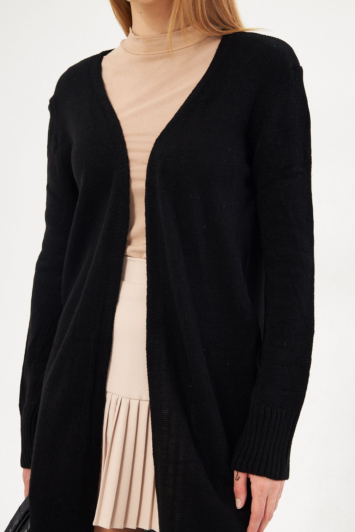 WOMEN BLACK LONG LONG ARM FINE TRICO Cardigan ARM-25K069002