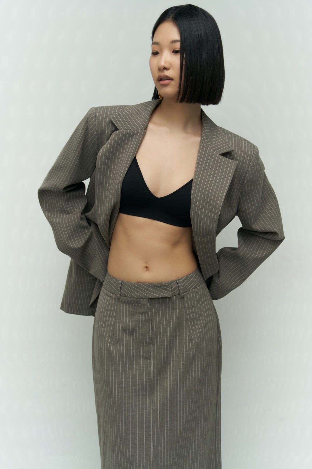 Bruno striped smoked skirt
