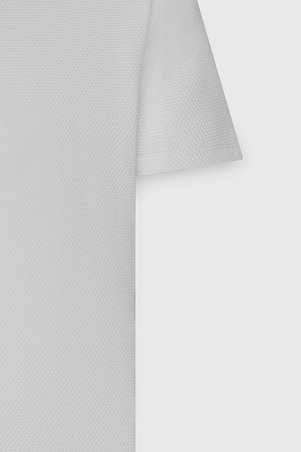 Men's white slim fit narrow cut modal bike collar soft button flexible basic t -shirt