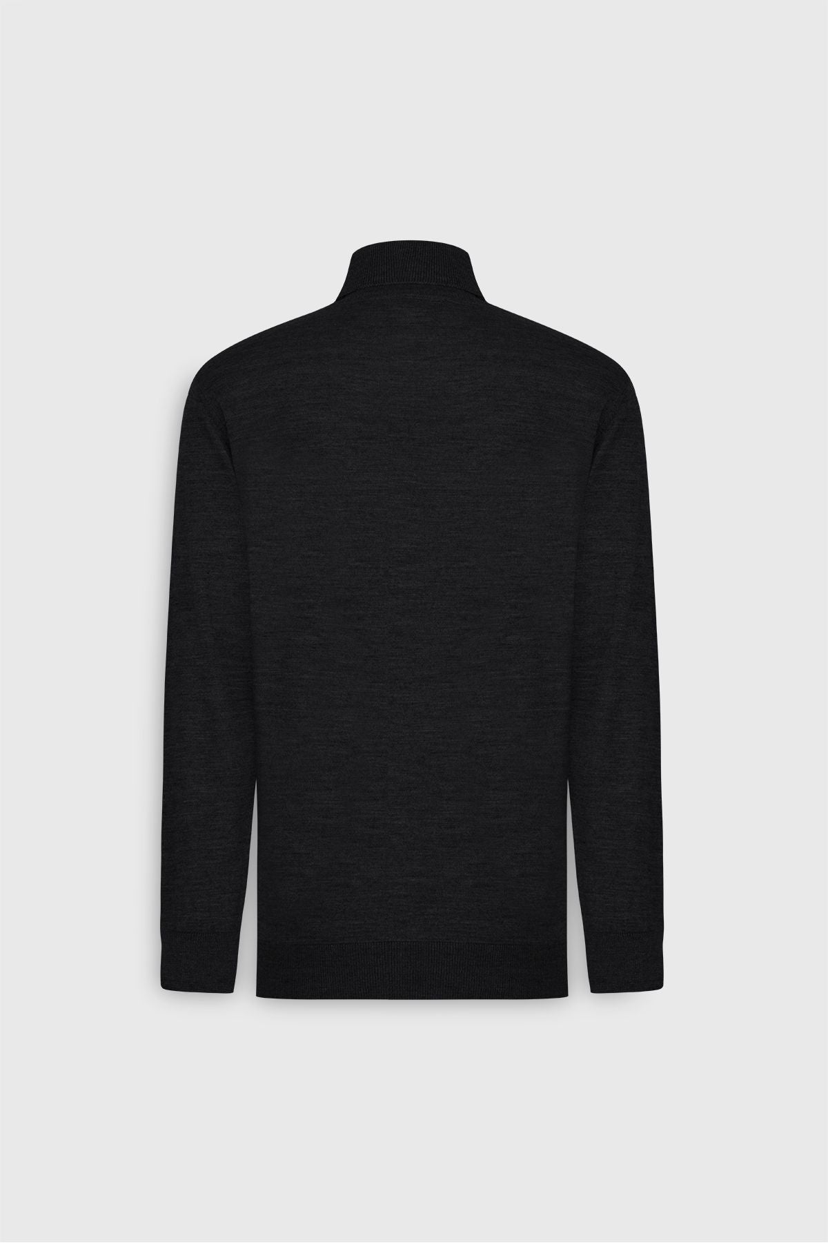 Men's black hot standard fit fit normal cut full fisherman collar jacquard woolen knitwear sweater