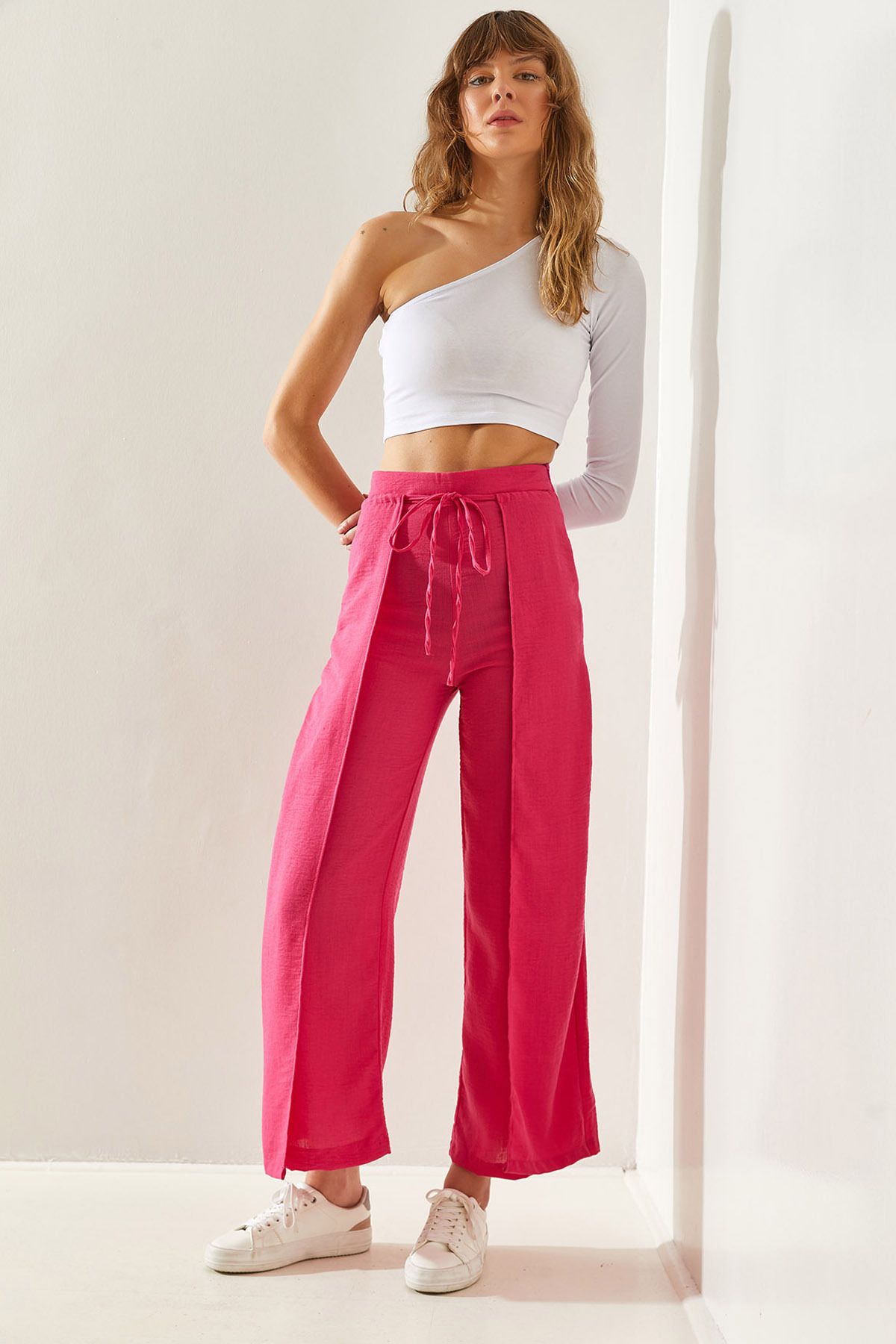 Female Müslin linen linked design pants 60251283