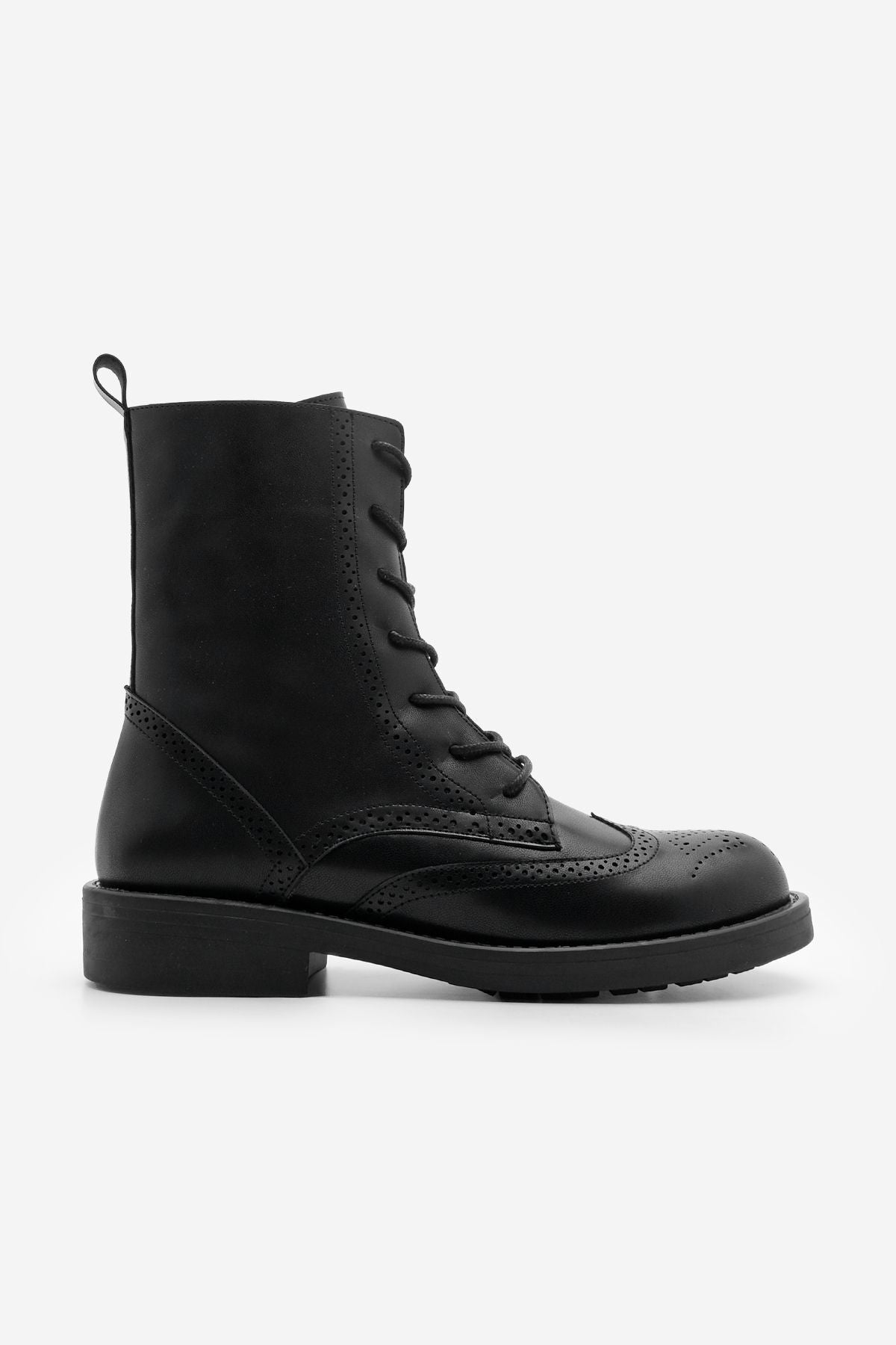 Female lace and zipper double face daily postal boots black