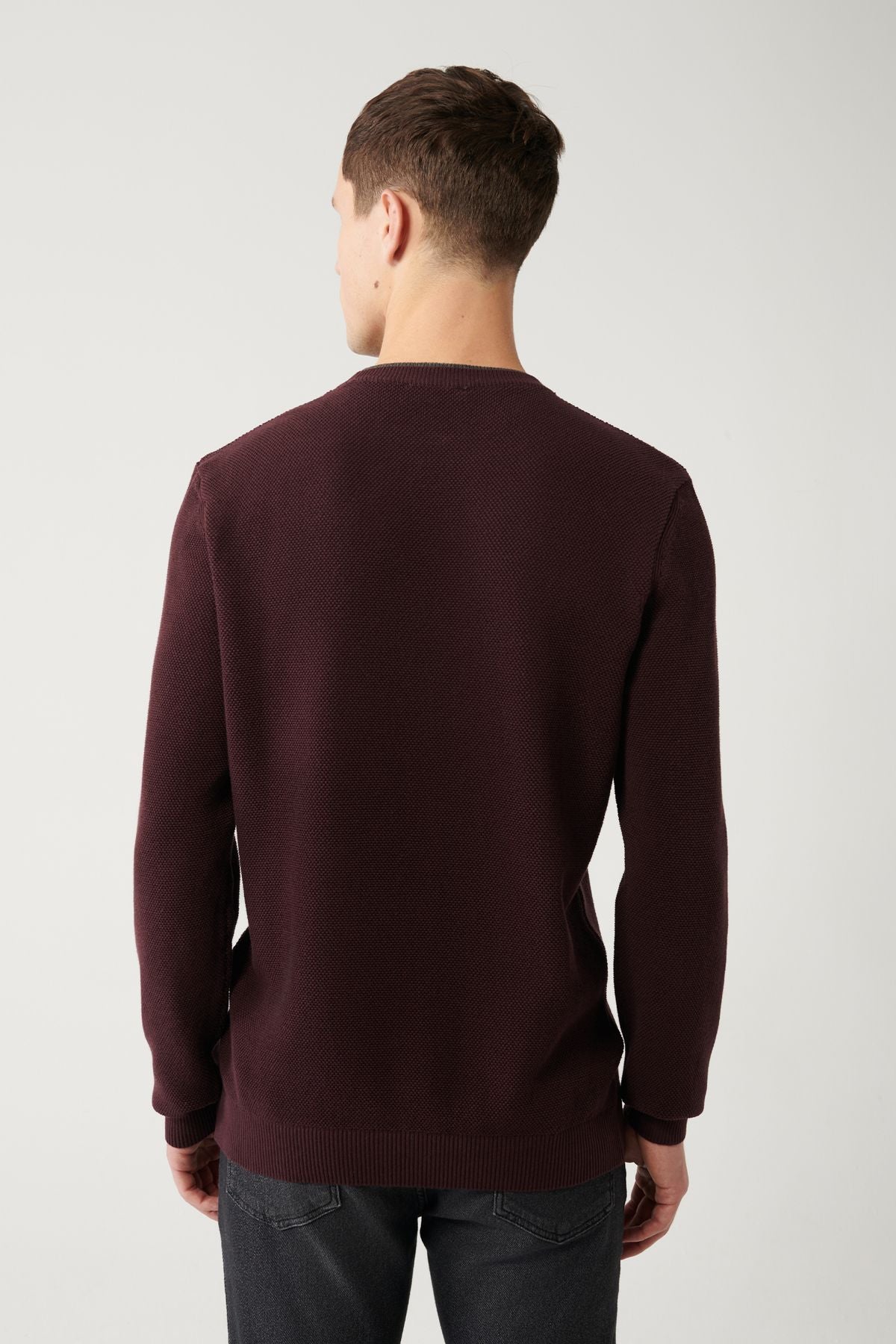 Men's Bordeaux Double Collar textured knitwear sweater A32y5100