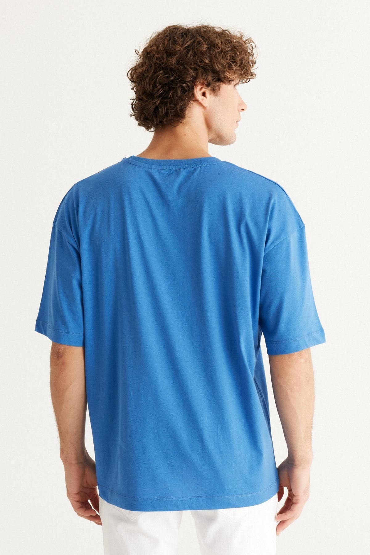 Men's Indigo Oversize Plenty Cut Bike Neck 100 %Cotton T -shirt