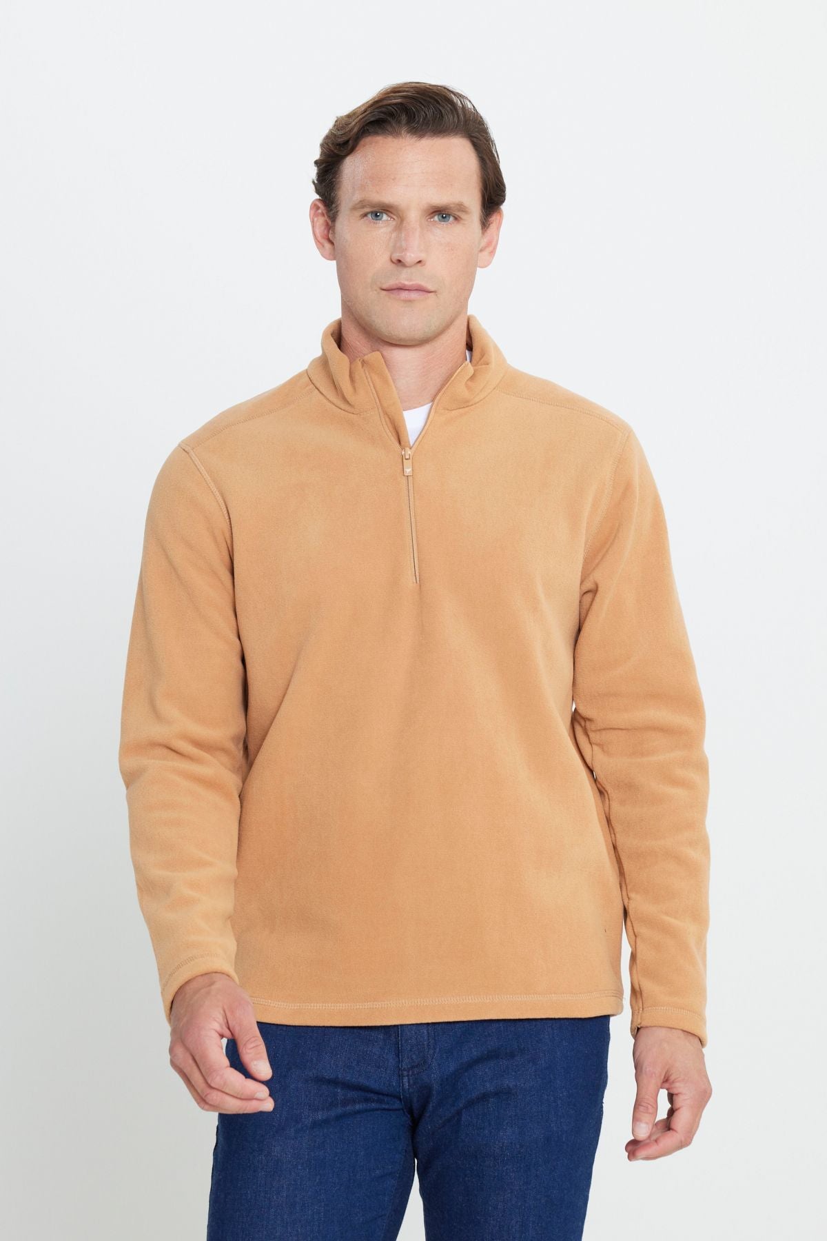 Men's Caramel Anti-Pilling Flash Standard Fit Pllage Solder Cold-proof Polar Sweatshirt